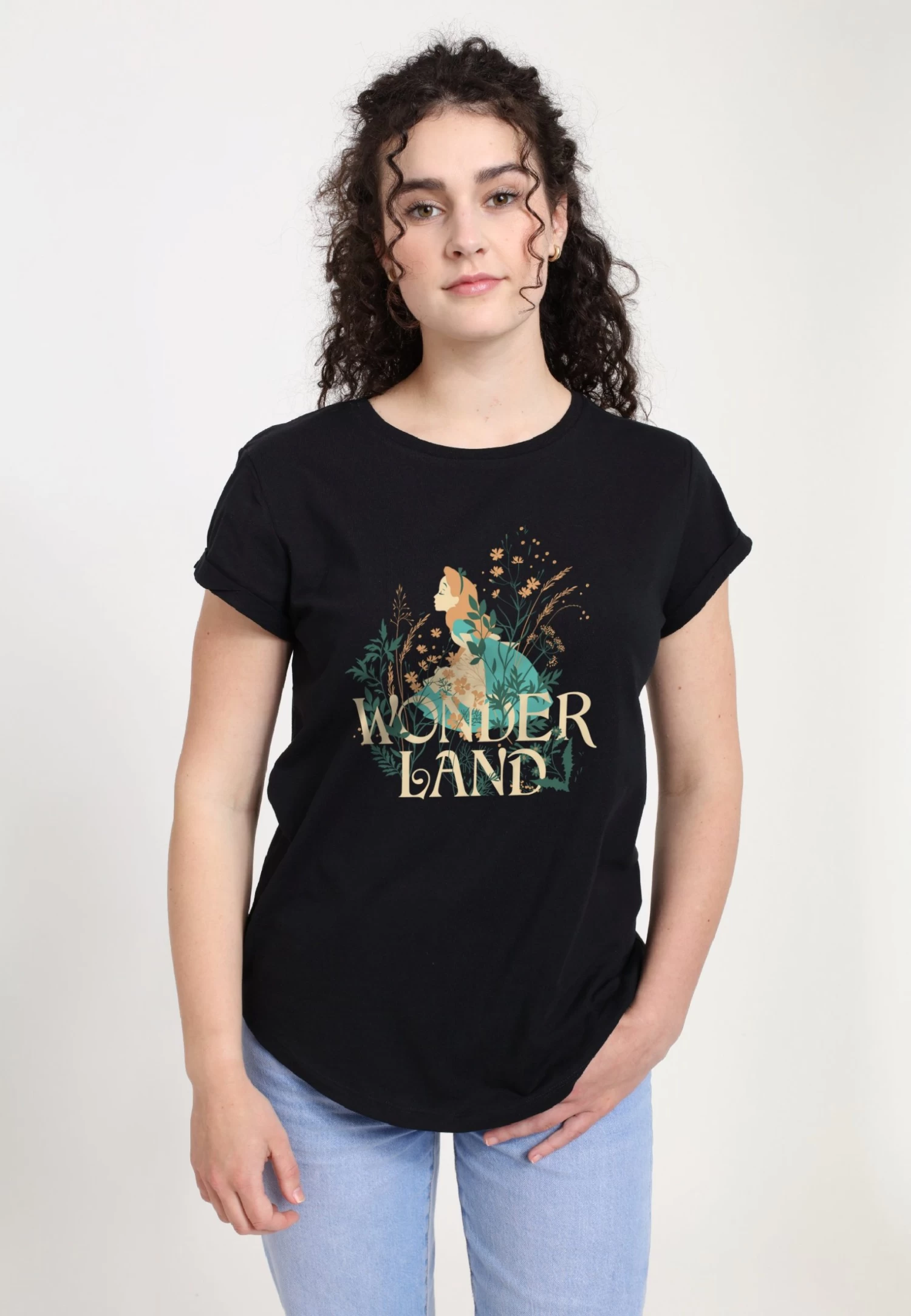 Disney Alice In Wonderland Alice Plant Smell- T-Shirt Print - Black 1 Disney Alice In Wonderland Alice Plant Smell- T-Shirt Print - Black