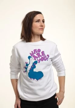 Disney Alice In Wonderland Who Are You - Sweater - White -Mode Verkoop 06aea65f08fd4712884100a0d902649a