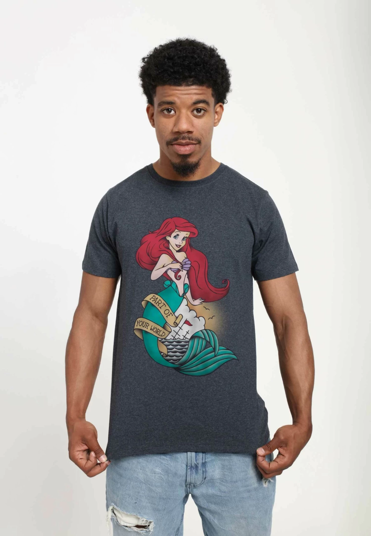 Disney The Little Mermaid Sailor Ariel Unisex - T-Shirt Print - Melange Black 4 Disney The Little Mermaid Sailor Ariel Unisex - T-Shirt Print - Melange Black - Afbeelding 4