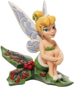 Disney Traditions Tinkerbell Sitting In Holly Figurine 13cm
