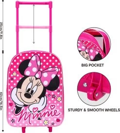 Disney MINNIE MOUSE Polka Dots Trolley Koffertje Vakantie Logeren Tripjes Roze -Mode Verkoop 1090x1200