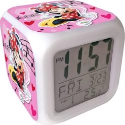 Disney Wekker Minnie Mouse Digitaal Led Meisjes 8 Cm Wit/roze