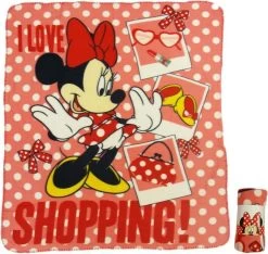 Disney Minnie Mouse Fleece Plaid Shopping - 120x140 Cm - Roze