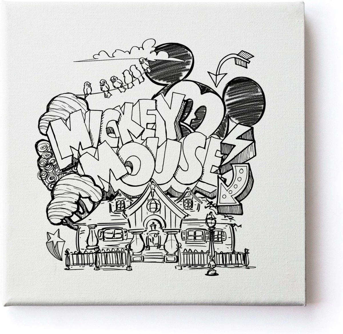 Disney - Canvas Set Van 3 - Mickey Mouse Sketch - 3x 30x30cm 5 Disney - Canvas Set Van 3 - Mickey Mouse Sketch - 3x 30x30cm - Afbeelding 5