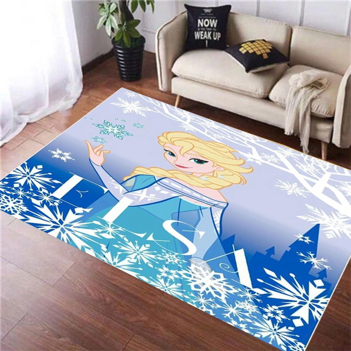 Disney Princess Elsa Frozen Speelkleed - Officieel Gelicentieerd - 95x133 Cm - Blauw - Vloerkleed 3 Disney Princess Elsa Frozen Speelkleed - Officieel Gelicentieerd - 95x133 Cm - Blauw - Vloerkleed - Afbeelding 3