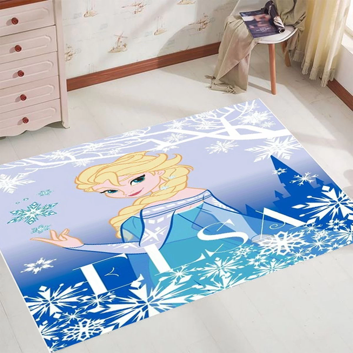Disney Princess Elsa Frozen Speelkleed - Officieel Gelicentieerd - 95x133 Cm - Blauw - Vloerkleed 4 Disney Princess Elsa Frozen Speelkleed - Officieel Gelicentieerd - 95x133 Cm - Blauw - Vloerkleed - Afbeelding 4