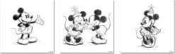 Disney - Canvas Set Van 3 - Mickey & Minnie - Sketches - 3x30x30cm