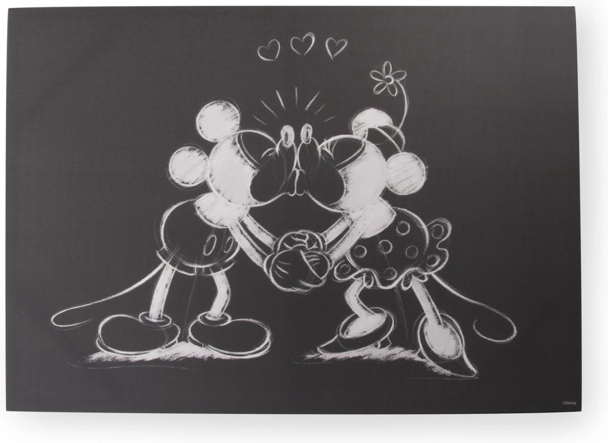Disney - Canvas - Mickey & Minnie - Kissing - Wit-Zwart - 50x70 Cm 1 Disney - Canvas - Mickey & Minnie - Kissing - Wit-Zwart - 50x70 Cm