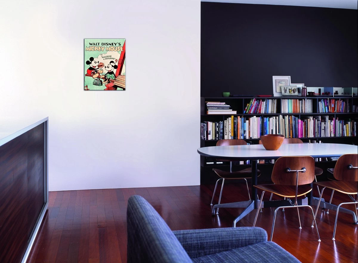 Disney - Canvas - Mickey Building A Building - 40x50 Cm 2 Disney - Canvas - Mickey Building A Building - 40x50 Cm - Afbeelding 2