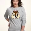 Disney Mickey & Friends Chip Big Face - Sweater - Heather Grey