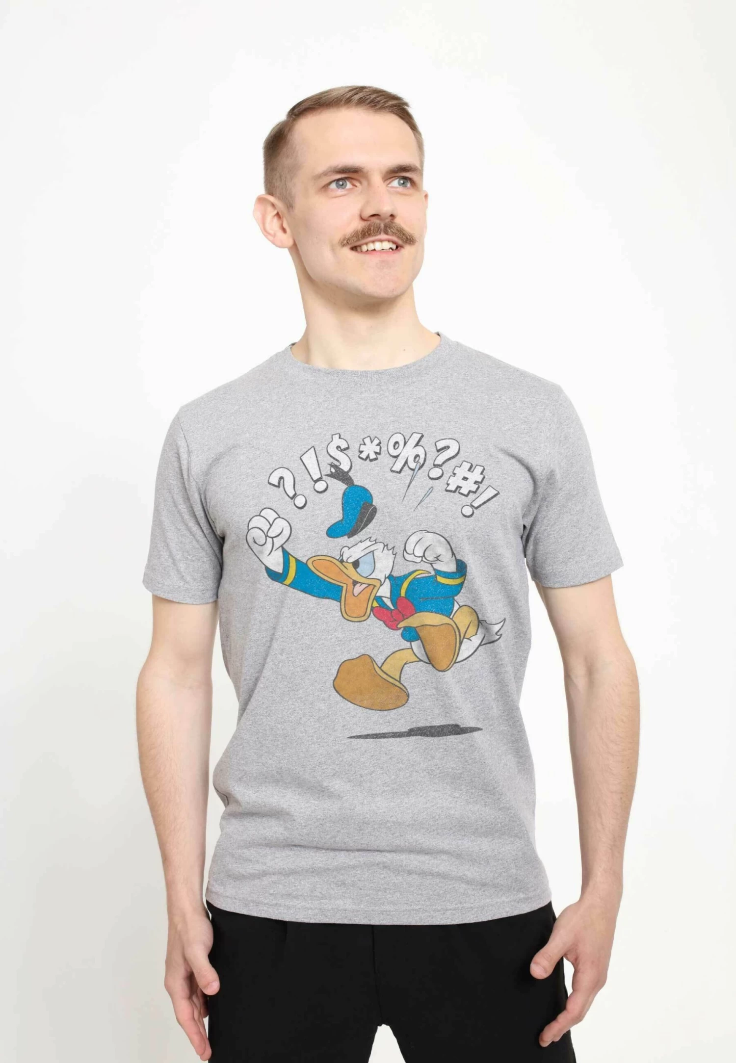 Disney Mickey Classic Donald Jump Unisex - T-Shirt Print - Melange Grey 1 Disney Mickey Classic Donald Jump Unisex - T-Shirt Print - Melange Grey