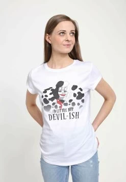 Disney 101 Dalmatians Scary Evil Cruella - T-Shirt Print - White -Mode Verkoop 2010e6c6120c4f5fb2657d47002668e9