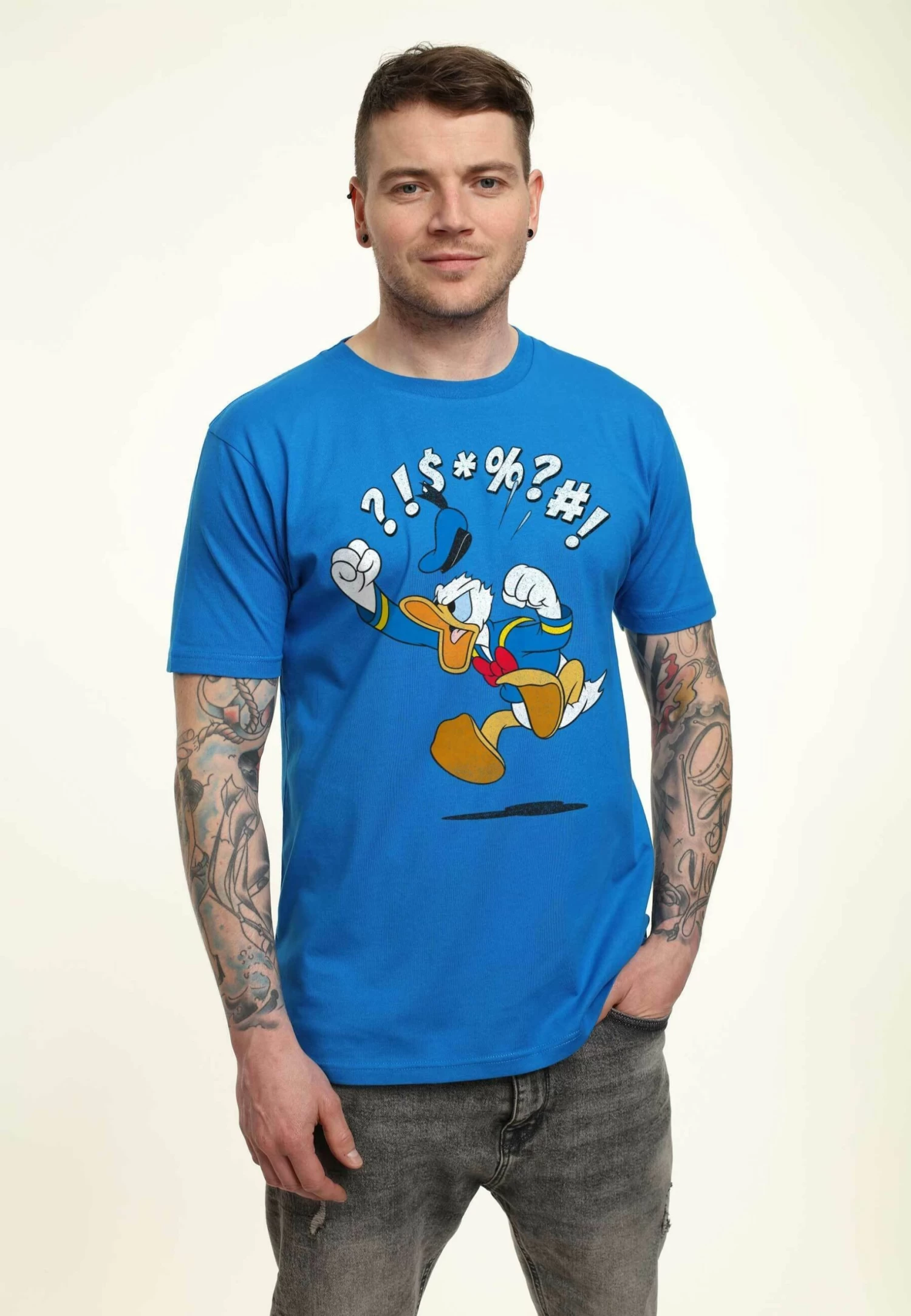 Disney Mickey Classic Donald Jump Unisex - T-Shirt Print - Bright Blue 1 Disney Mickey Classic Donald Jump Unisex - T-Shirt Print - Bright Blue
