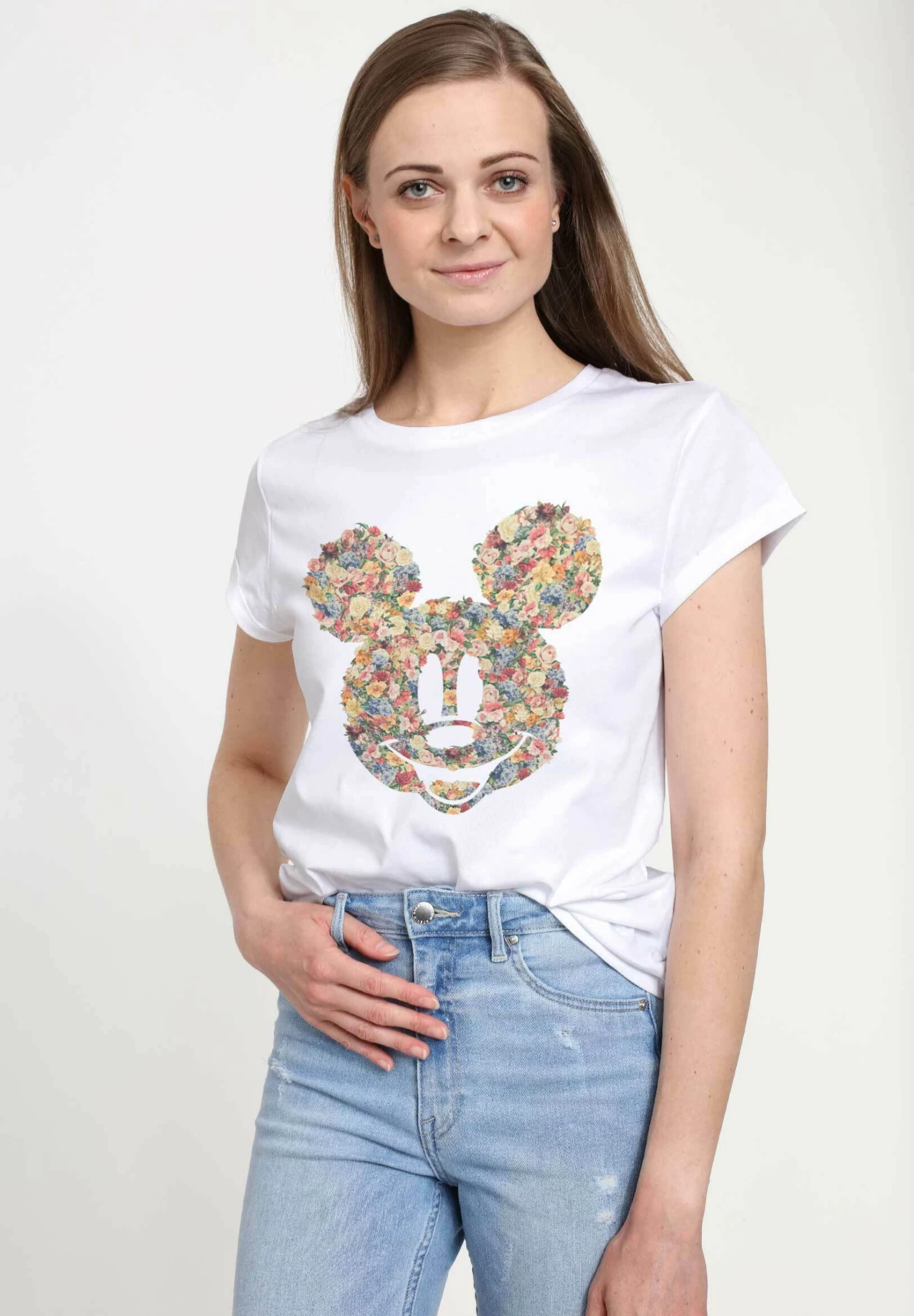 Disney Mickey Classic Floral Mickey - T-Shirt Print - White 3 Disney Mickey Classic Floral Mickey - T-Shirt Print - White - Afbeelding 3