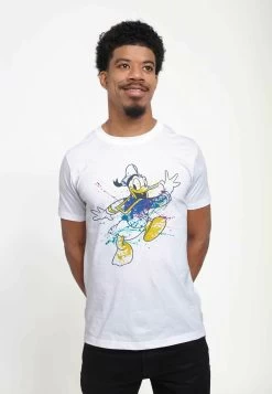 Disney Classic Mickey Splatter Donald Unisex - T-Shirt Print - White -Mode Verkoop 3415db0ae8bc4c5c8cf76ea0eb4f6c13