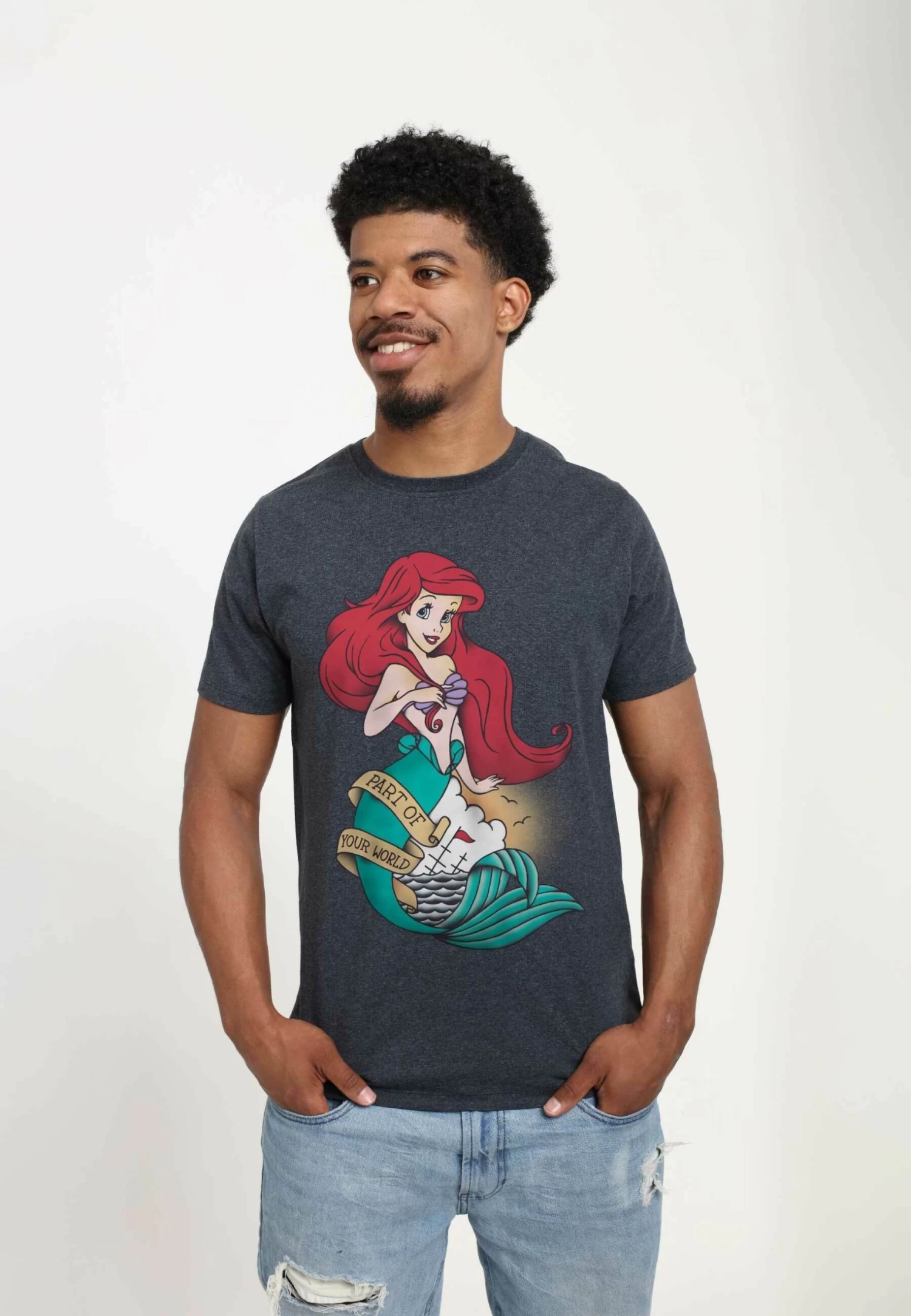 Disney The Little Mermaid Sailor Ariel Unisex - T-Shirt Print - Melange Black 3 Disney The Little Mermaid Sailor Ariel Unisex - T-Shirt Print - Melange Black - Afbeelding 3
