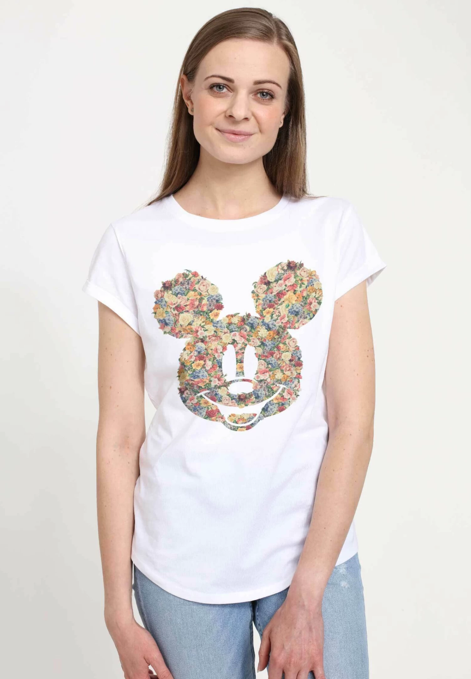 Disney Mickey Classic Floral Mickey - T-Shirt Print - White 1 Disney Mickey Classic Floral Mickey - T-Shirt Print - White