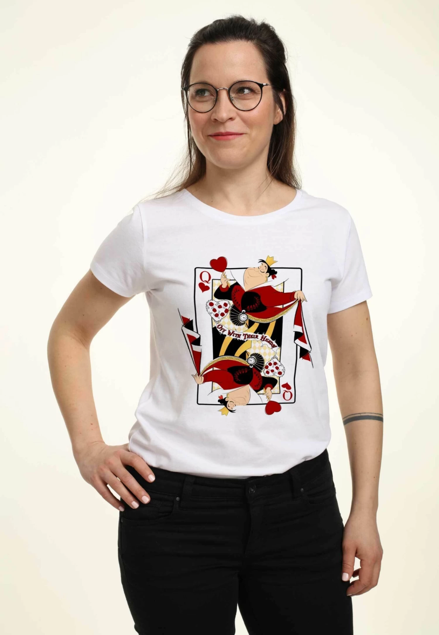 Disney Alice In Wonderland Queen Of Hearts - T-Shirt Print - White 2 Disney Alice In Wonderland Queen Of Hearts - T-Shirt Print - White - Afbeelding 2