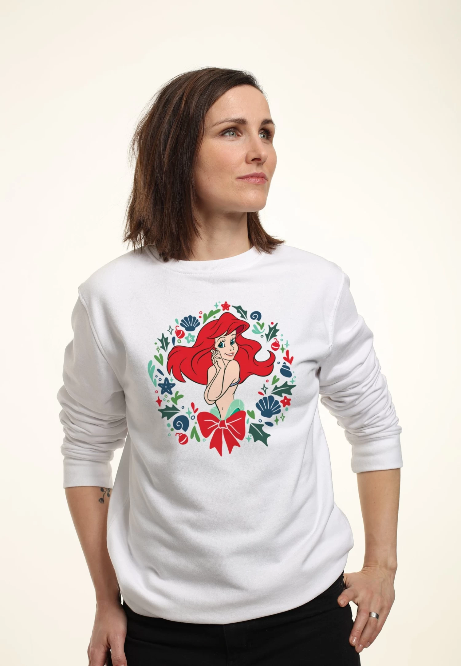 Disney The Little Mermaid Festive Ariel - Sweater - White 3 Disney The Little Mermaid Festive Ariel - Sweater - White - Afbeelding 3