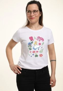 Disney Alice In Wonderland Alice Friends Flowers - T-Shirt Print - White -Mode Verkoop 475a9872c2ef40fd867933fdfe3d6c4d
