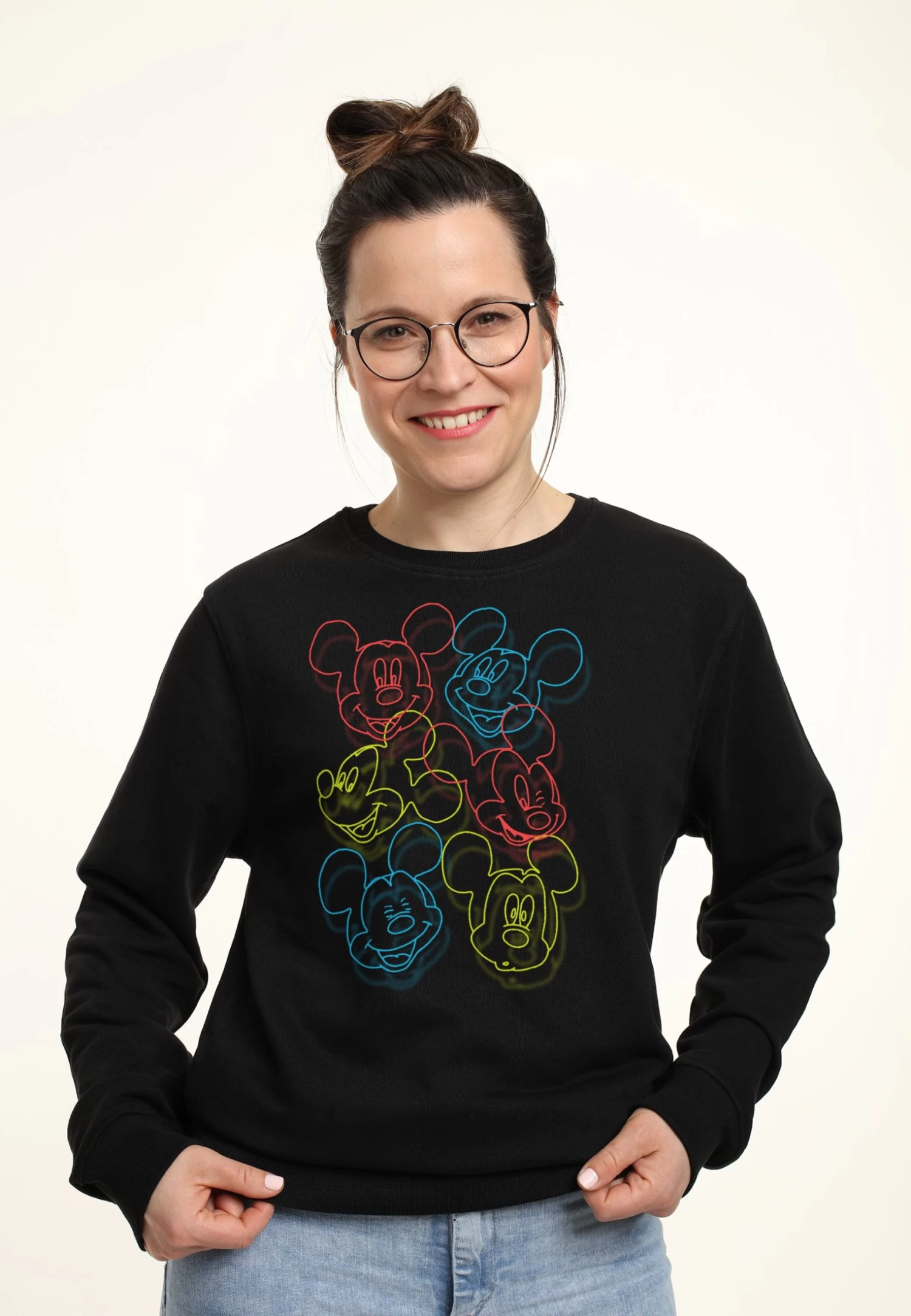 Disney Classic Mickey Neon Heads - Sweater - Black 1 Disney Classic Mickey Neon Heads - Sweater - Black