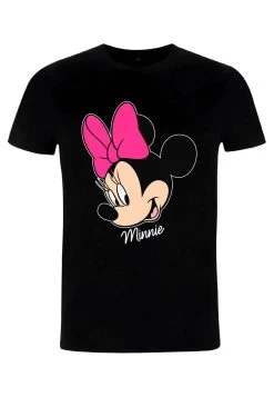 Disney Classic Mickey Minnie Big Face - T-Shirt Print - Black