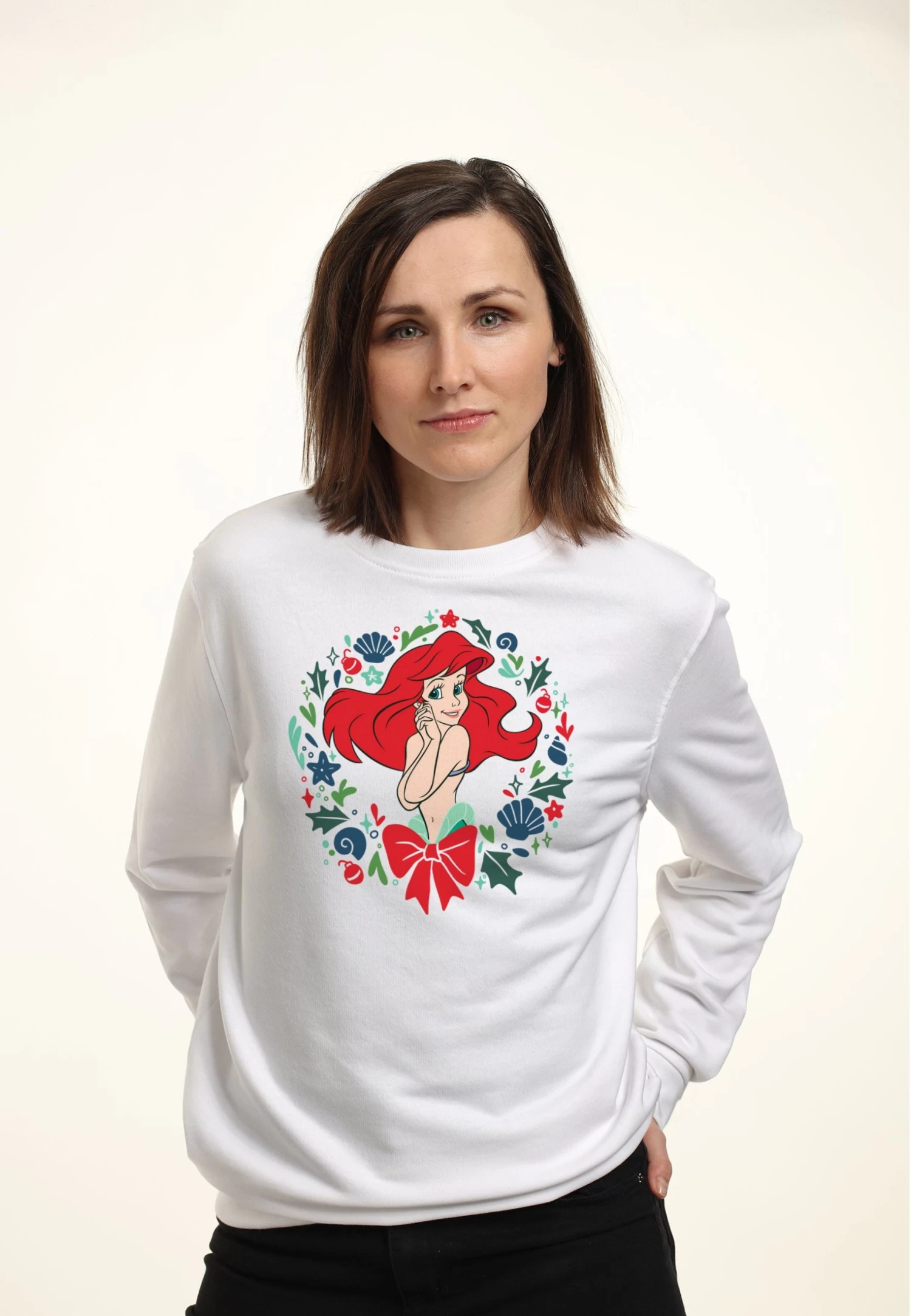 Disney The Little Mermaid Festive Ariel - Sweater - White 1 Disney The Little Mermaid Festive Ariel - Sweater - White