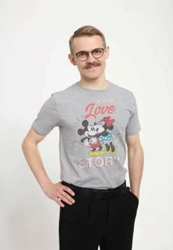 Disney Classic Mickey True Love Story Unisex - T-Shirt Print - Melange Grey -Mode Verkoop 55d88212a7df41898cac35954c4467eb