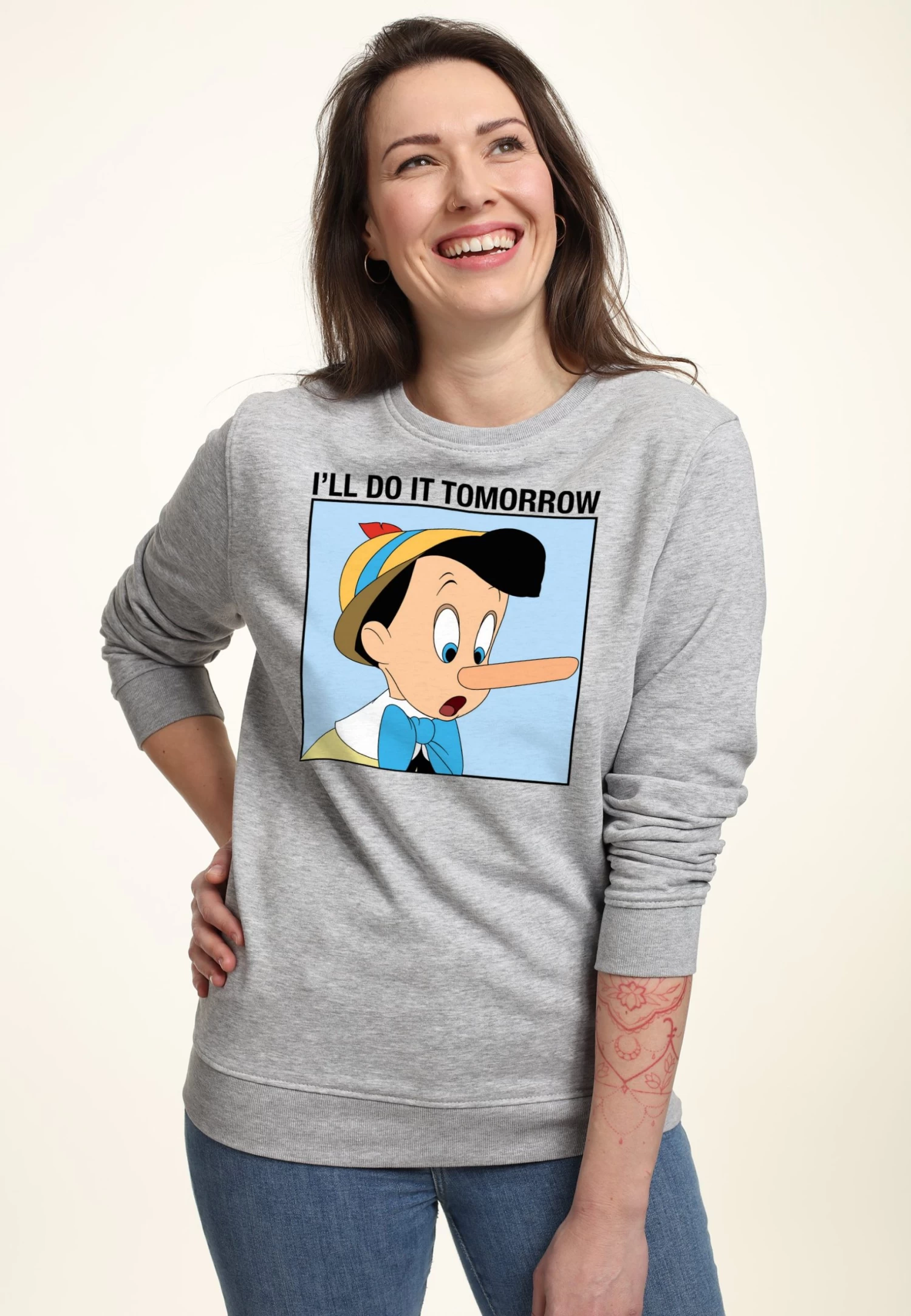Disney Pinocchio Do It Tomorrow - Sweater - Heather Grey 3 Disney Pinocchio Do It Tomorrow - Sweater - Heather Grey - Afbeelding 3