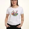 Disney Alice In Wonderland Alice In Flowerland - T-Shirt Print - White