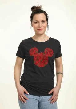 Disney Mickey Classic Mickey Mouse Roses - T-Shirt Print - Black