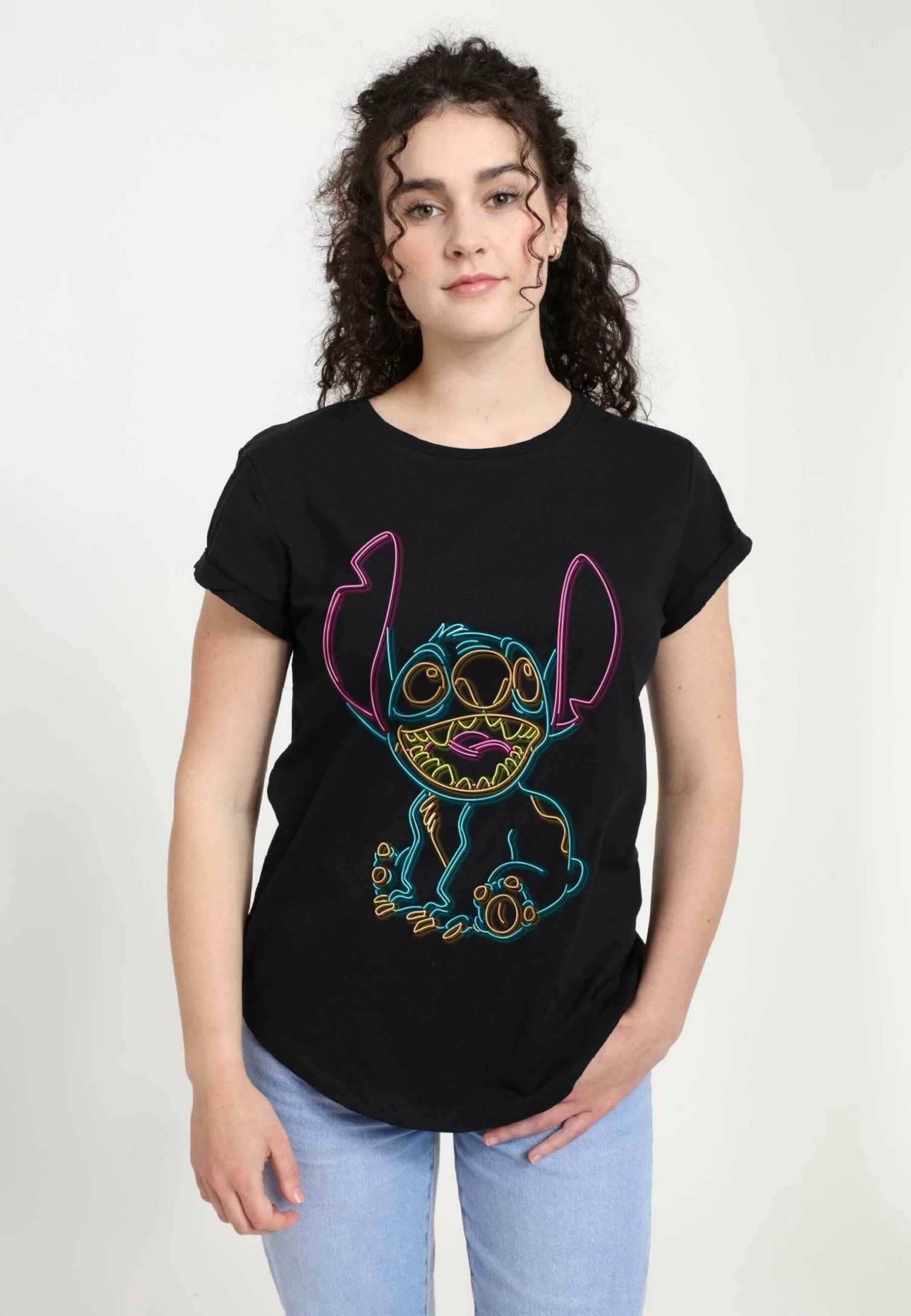 Disney Lilo & Stitch Neon Stitch - T-Shirt Print - Black 1 Disney Lilo & Stitch Neon Stitch - T-Shirt Print - Black