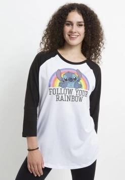 Disney LiloStitch Rainbow - Longsleeve - White Black -Mode Verkoop 6eb37924786648fa969309191c449ea4