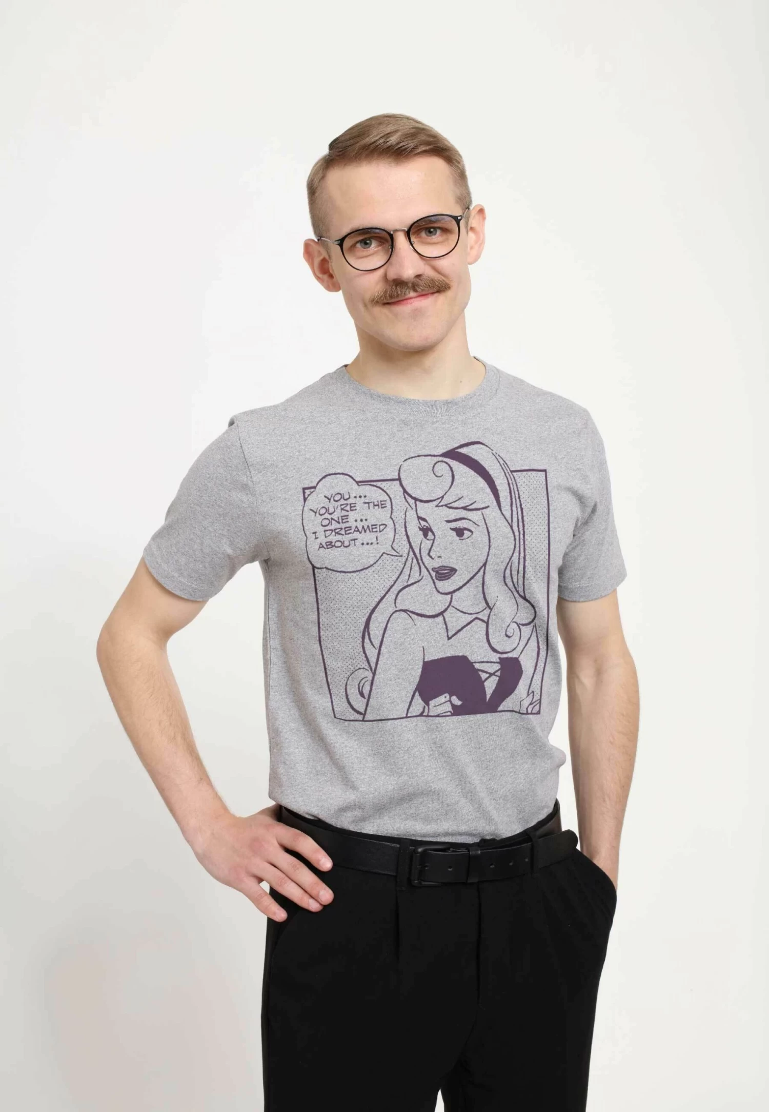 Disney Sleeping Beauty Aurora Comic Unisex - T-Shirt Print - Melange Grey 3 Disney Sleeping Beauty Aurora Comic Unisex - T-Shirt Print - Melange Grey - Afbeelding 3