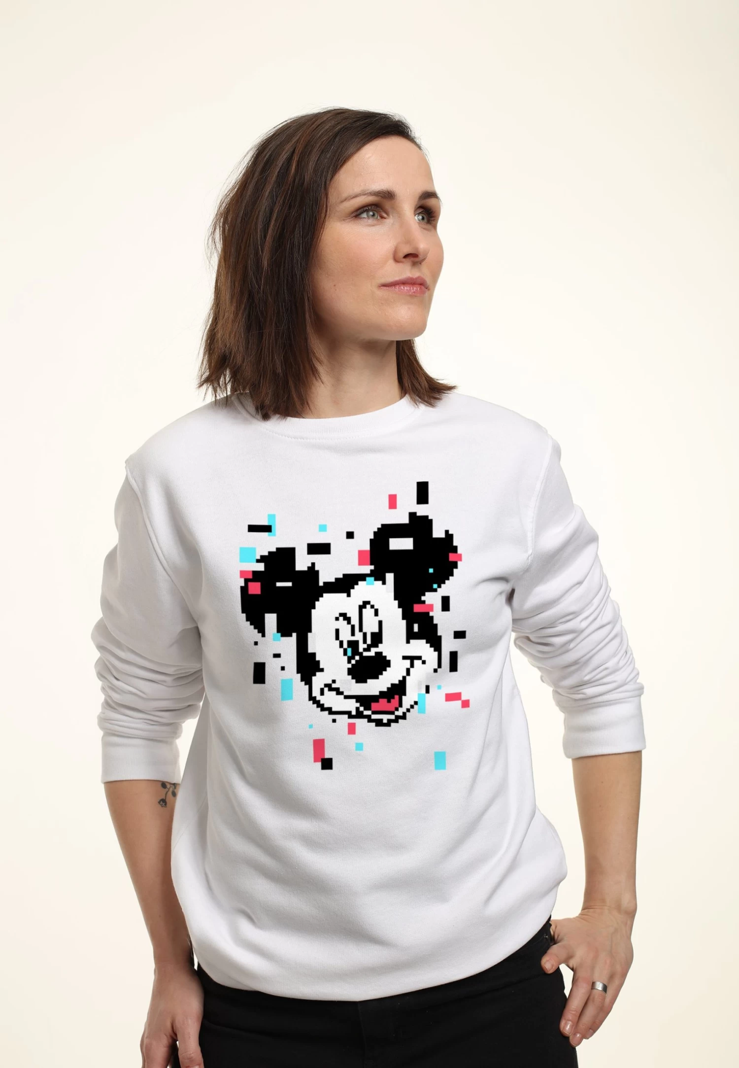Disney Mickey Mouse Pixel Mickey - Sweater - White 3 Disney Mickey Mouse Pixel Mickey - Sweater - White - Afbeelding 3