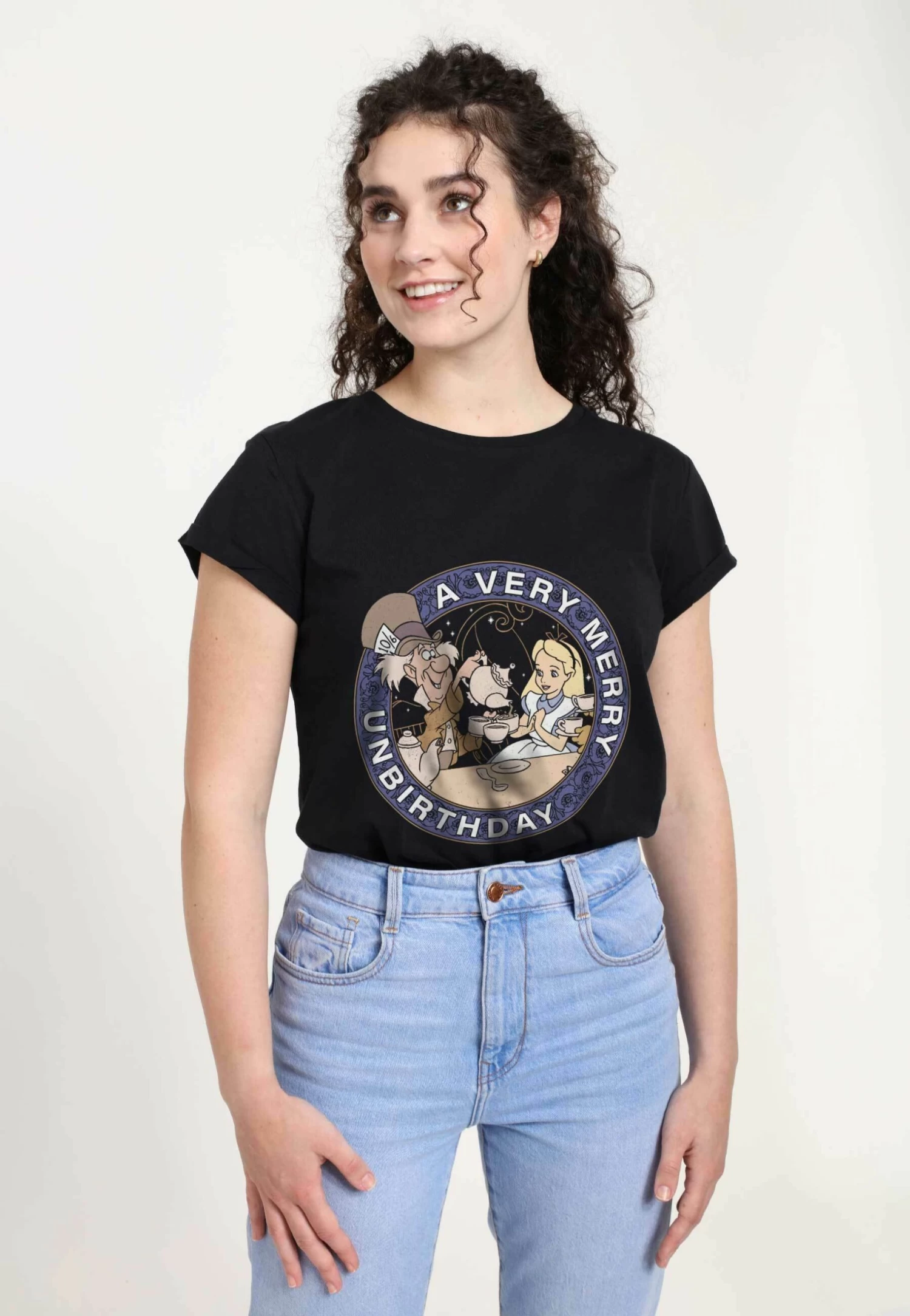 Disney Alice In Wonderland Very Merry Unbirthday - T-Shirt Print - Black 4 Disney Alice In Wonderland Very Merry Unbirthday - T-Shirt Print - Black - Afbeelding 4