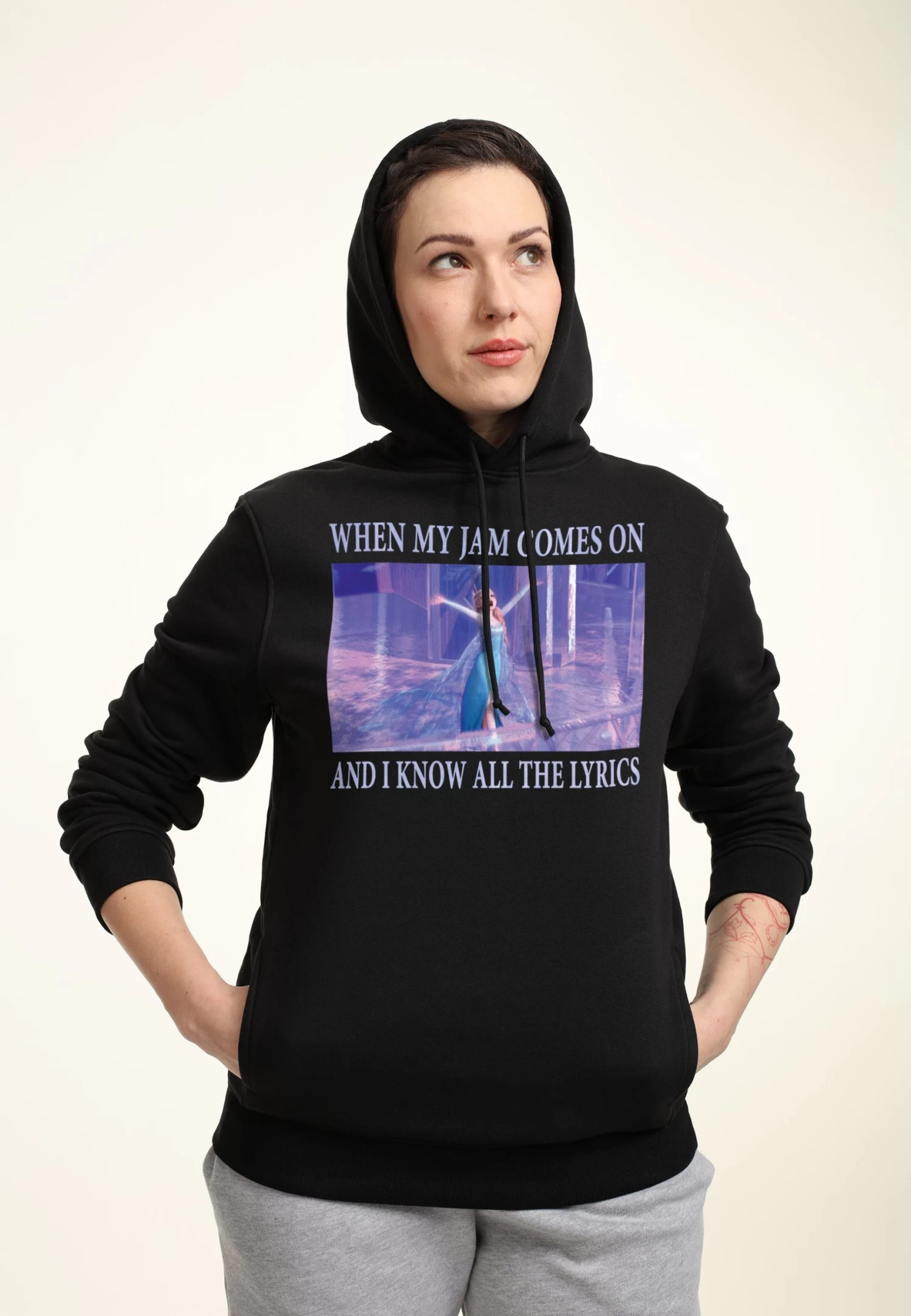 Disney Frozen Elsa Meme - Hoodie - Black 3 Disney Frozen Elsa Meme - Hoodie - Black - Afbeelding 3
