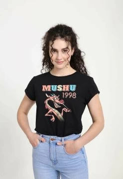 Disney Mulan 90S Mushu - T-Shirt Print - Black -Mode Verkoop 7f132f827a9043829739471601d0bc85