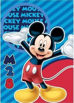Mickey Mouse Fleece Deken - 140 X 100 Cm. - Mickey Mouse Plaid - Blauw / Rood