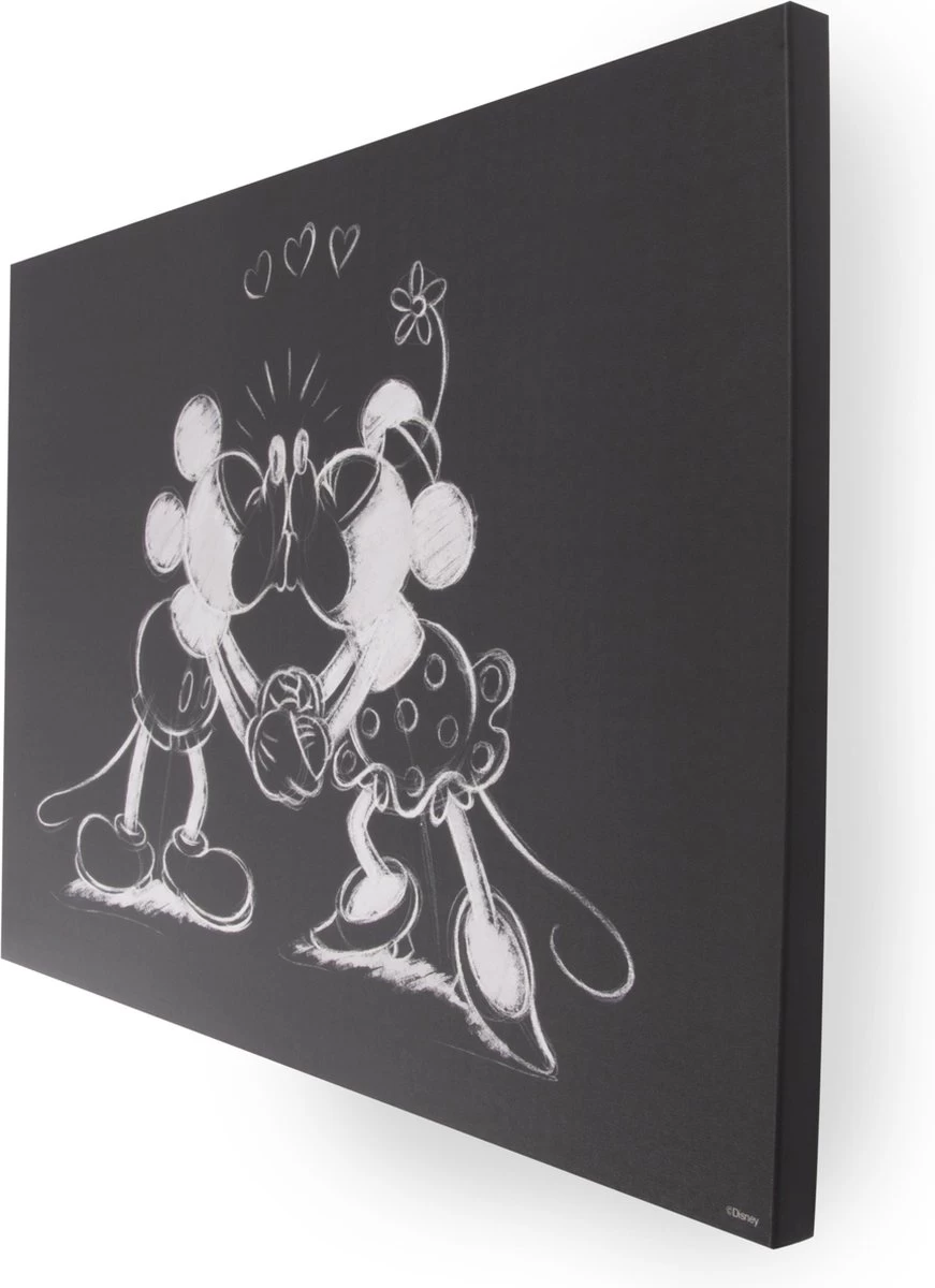 Disney - Canvas - Mickey & Minnie - Kissing - Wit-Zwart - 50x70 Cm 2 Disney - Canvas - Mickey & Minnie - Kissing - Wit-Zwart - 50x70 Cm - Afbeelding 2