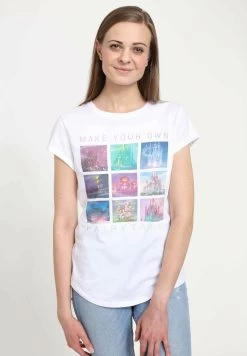 Disney Princesses Castles In Disney Princess Movies - T-Shirt Print - White