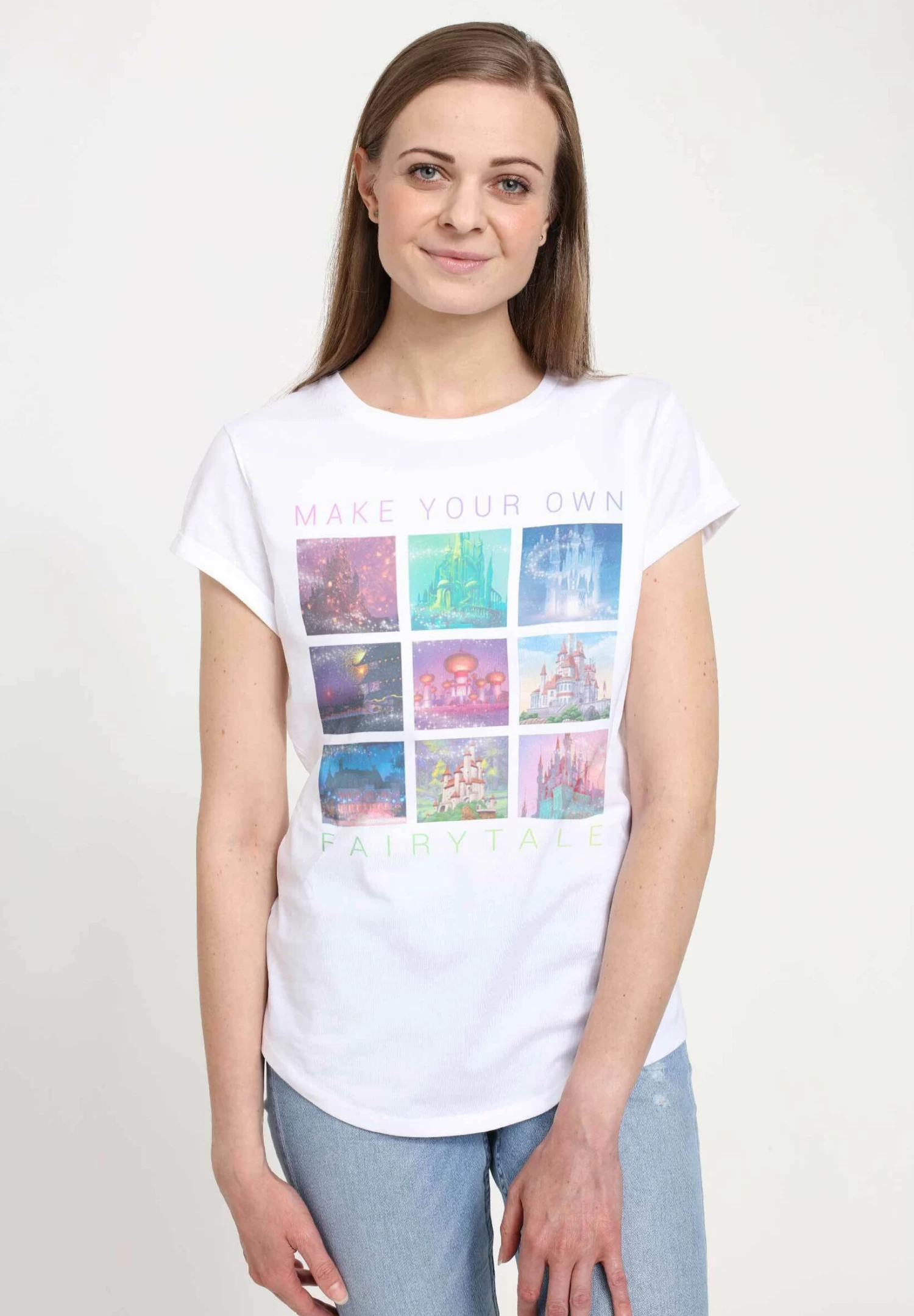 Disney Princesses Castles In Disney Princess Movies - T-Shirt Print - White 1 Disney Princesses Castles In Disney Princess Movies - T-Shirt Print - White