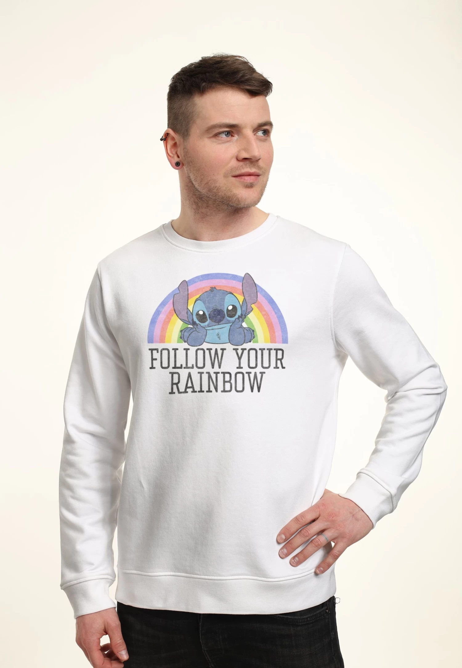 Disney Lilo & Stitch Stitch Rainbow - Sweater - White 3 Disney Lilo & Stitch Stitch Rainbow - Sweater - White - Afbeelding 3