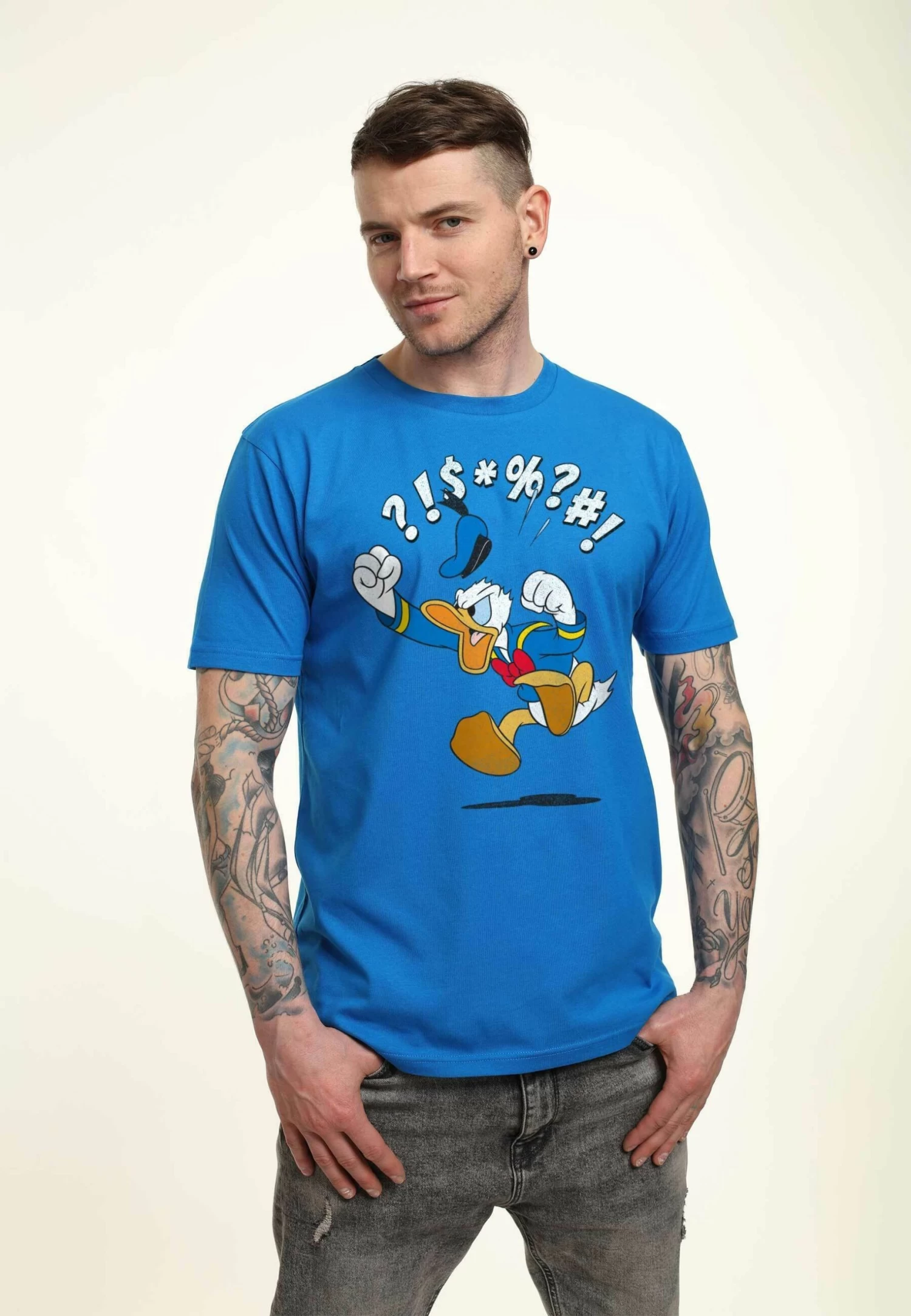 Disney Mickey Classic Donald Jump Unisex - T-Shirt Print - Bright Blue 3 Disney Mickey Classic Donald Jump Unisex - T-Shirt Print - Bright Blue - Afbeelding 3