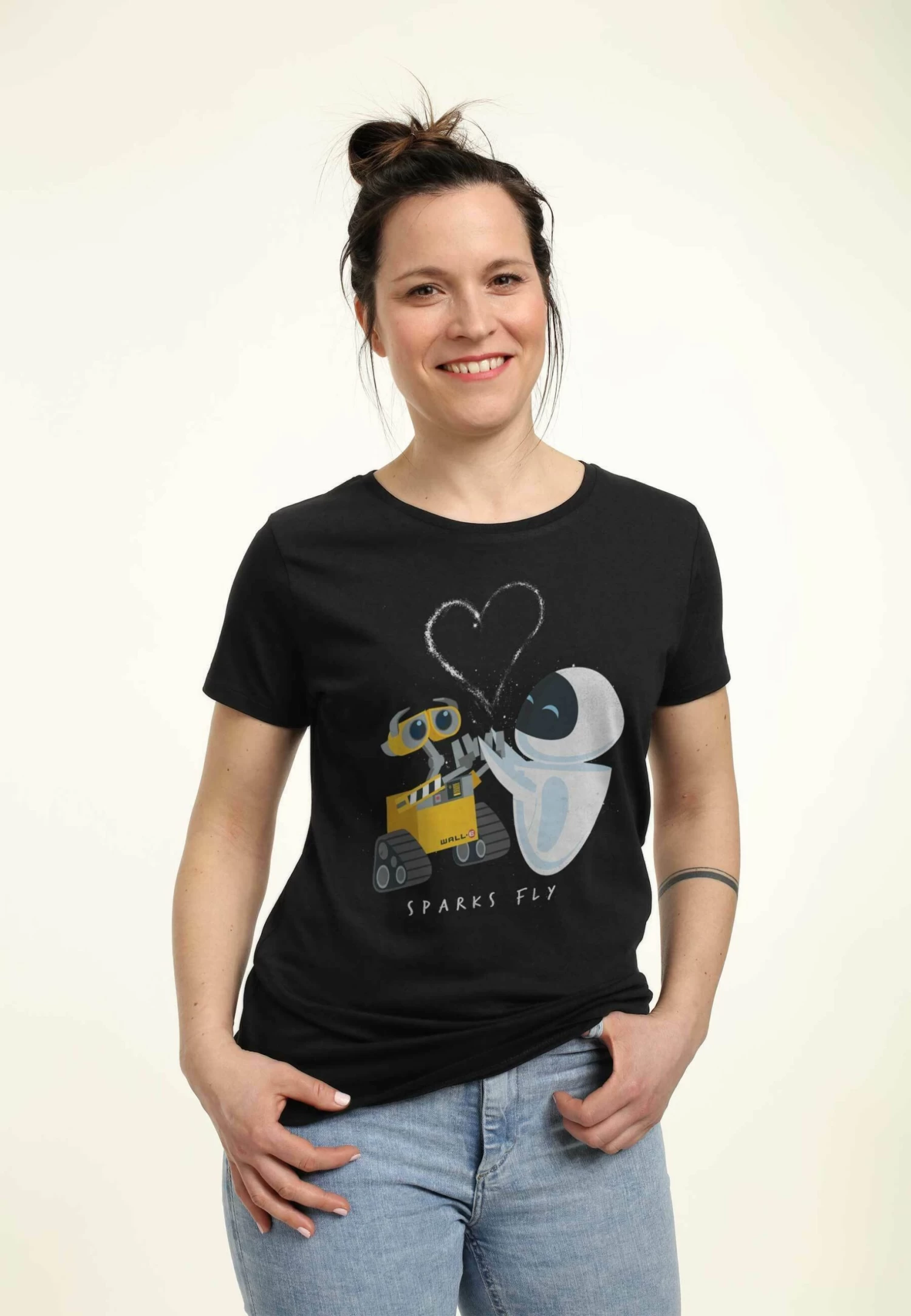 Disney Pixar Wall-E Sparks Fly - T-Shirt Print - Black 3 Disney Pixar Wall-E Sparks Fly - T-Shirt Print - Black - Afbeelding 3