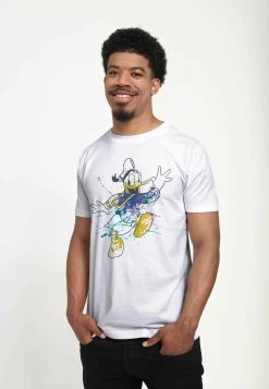 Disney Classic Mickey Splatter Donald Unisex - T-Shirt Print - White -Mode Verkoop 94a49d713eab4dbaba423c805b3a1966