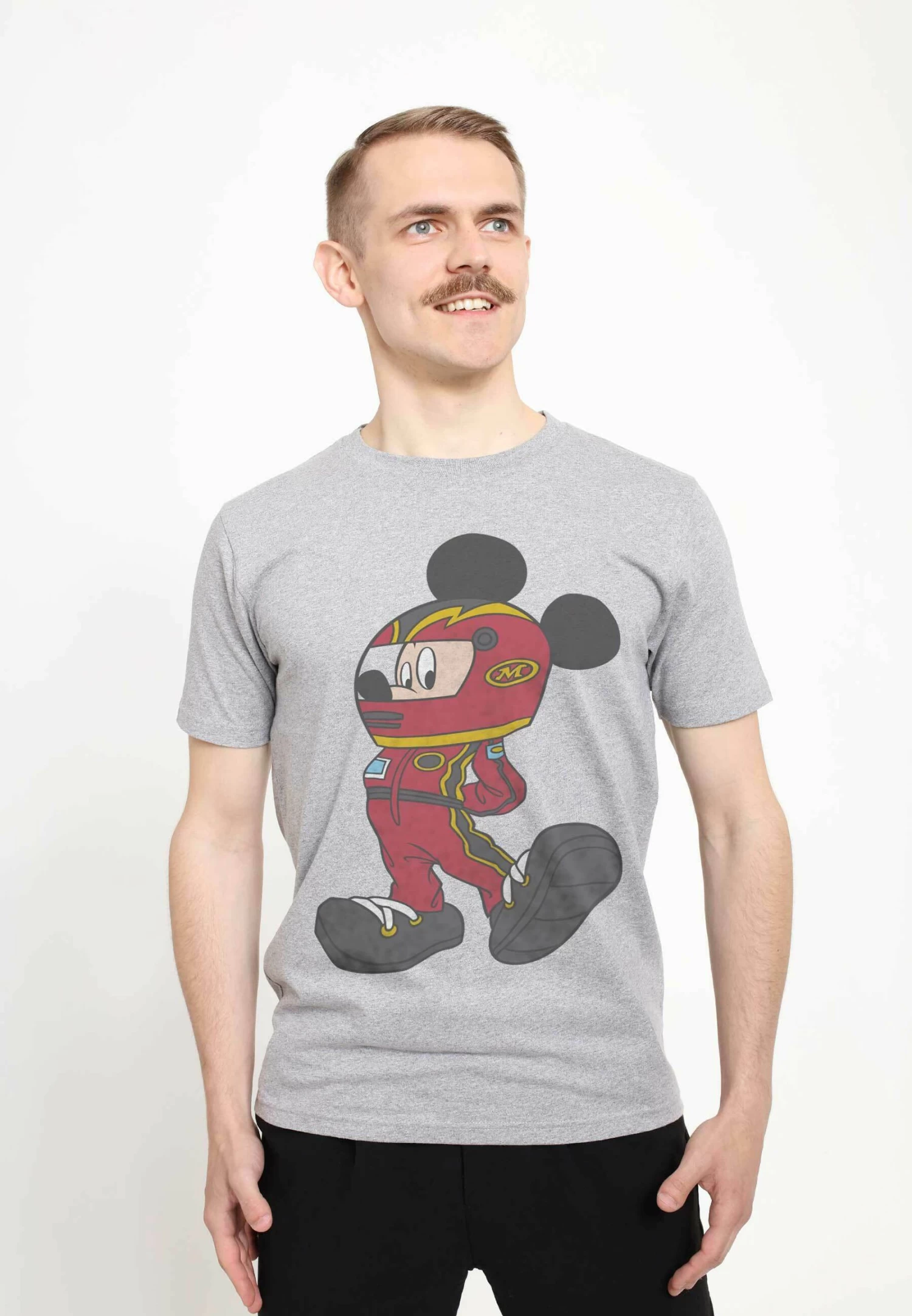 Disney Classic Mickey Mickey Racecar Driver Unisex - T-Shirt Print - Melange Grey 1 Disney Classic Mickey Mickey Racecar Driver Unisex - T-Shirt Print - Melange Grey