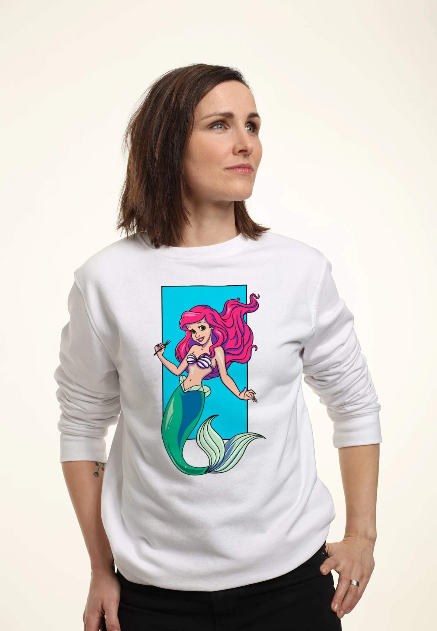 Disney The Little Mermaid Ariel Portrait - Sweater - White 1 Disney The Little Mermaid Ariel Portrait - Sweater - White