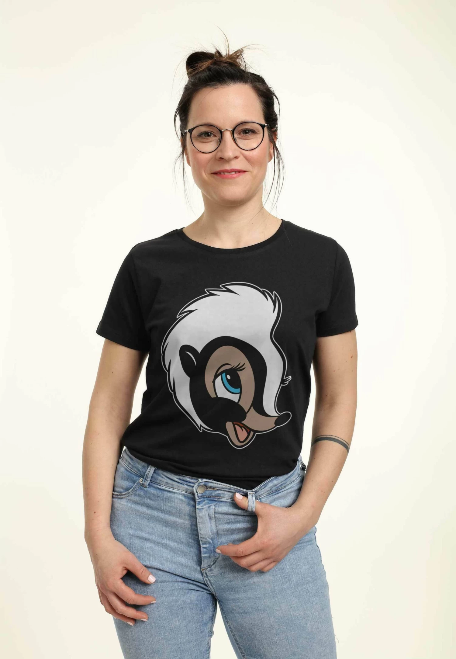 Disney Bambi Flower Big Face - T-Shirt Print - Black 4 Disney Bambi Flower Big Face - T-Shirt Print - Black - Afbeelding 4