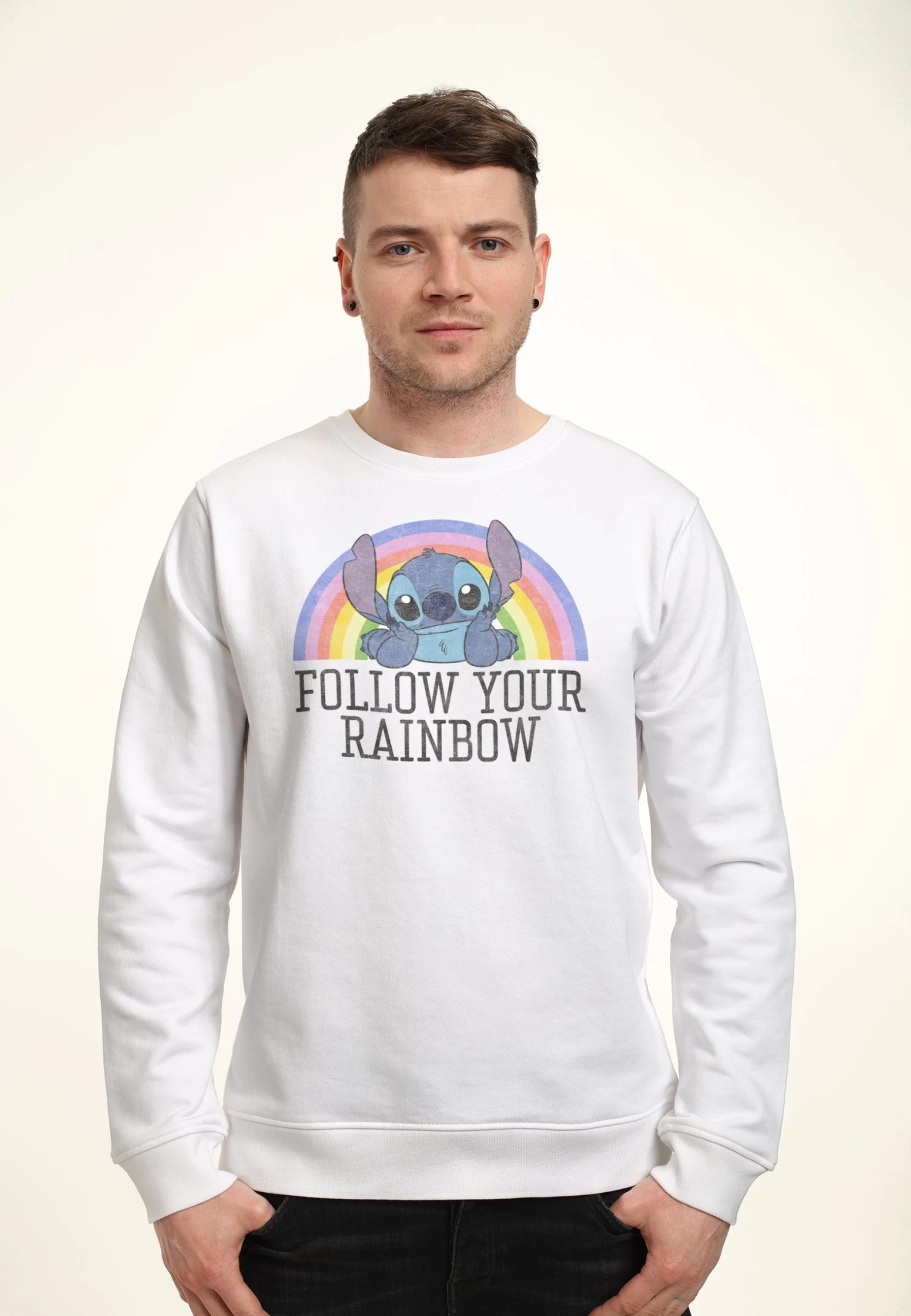 Disney Lilo & Stitch Stitch Rainbow - Sweater - White 1 Disney Lilo & Stitch Stitch Rainbow - Sweater - White